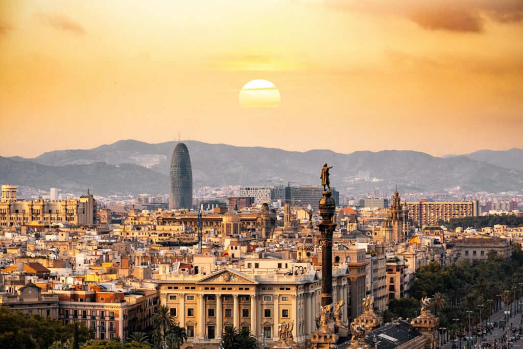 Sunset view over Barcelona cityscape, featured in our Barcelona travel guide 2024.