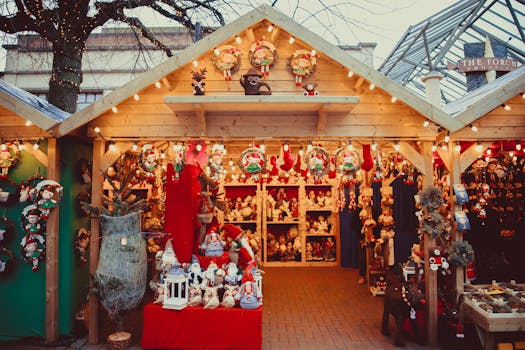 Traditional Christmas market stalls in Lille, France. Lille Travel Guide