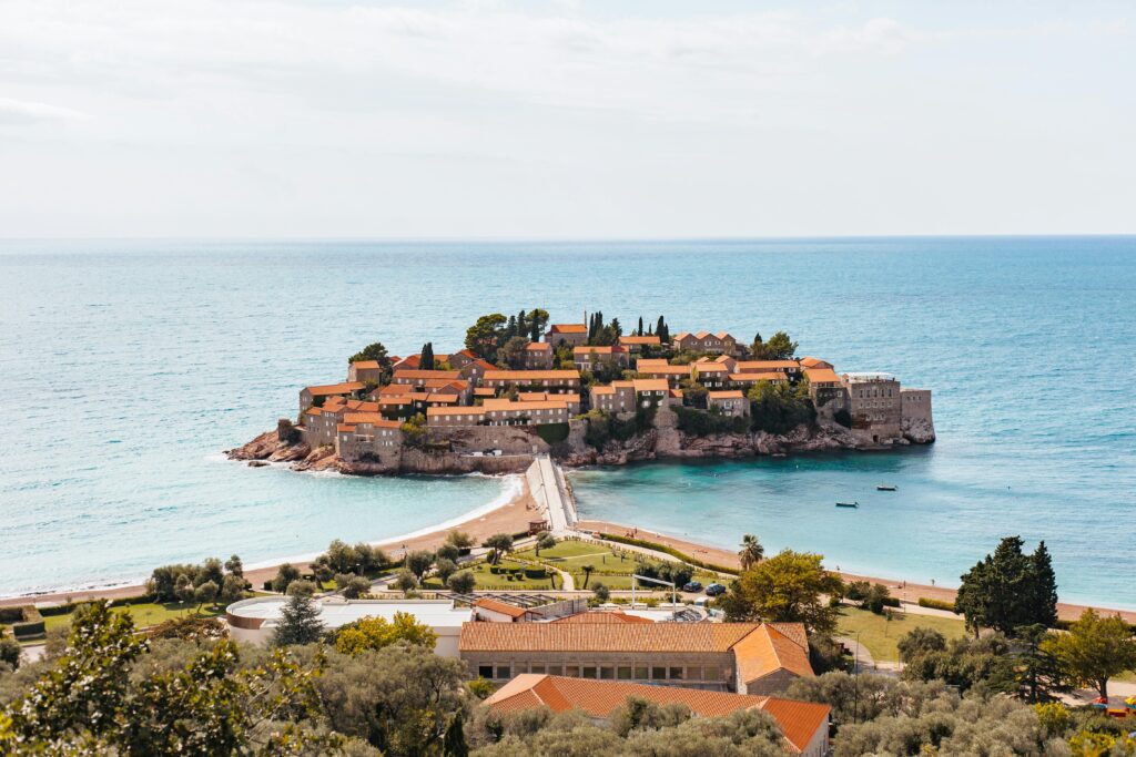 Iconic island of Sveti Stefan in Montenegro, a hidden luxury coastal town offering a peaceful Adriatic getaway.