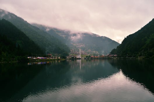 what to do in Trabzon Turkey: Explore the serene Uzungöl Lake with its pine forests and wooden houses.

